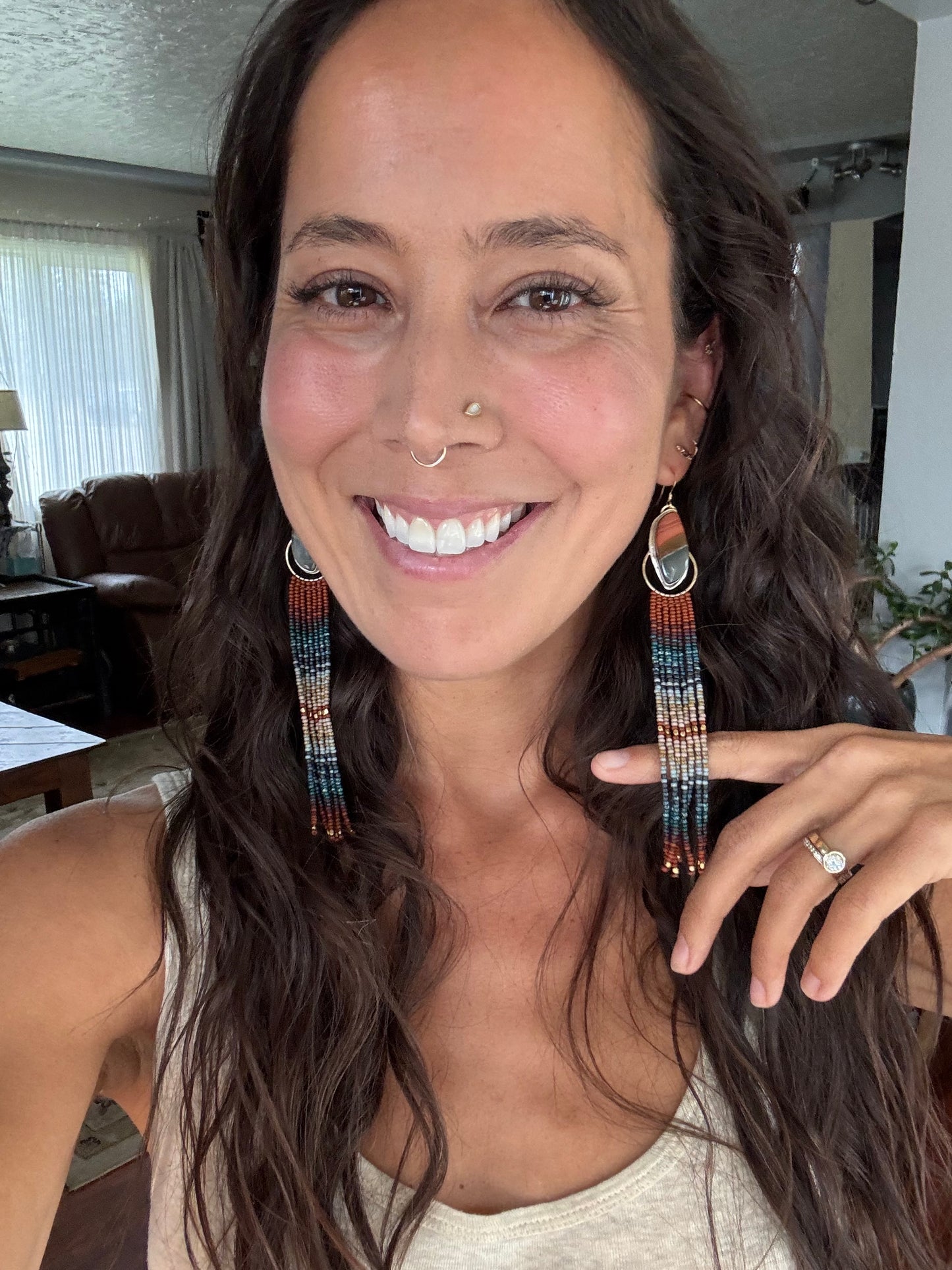 Polychrome Jasper River Stone Earrings
