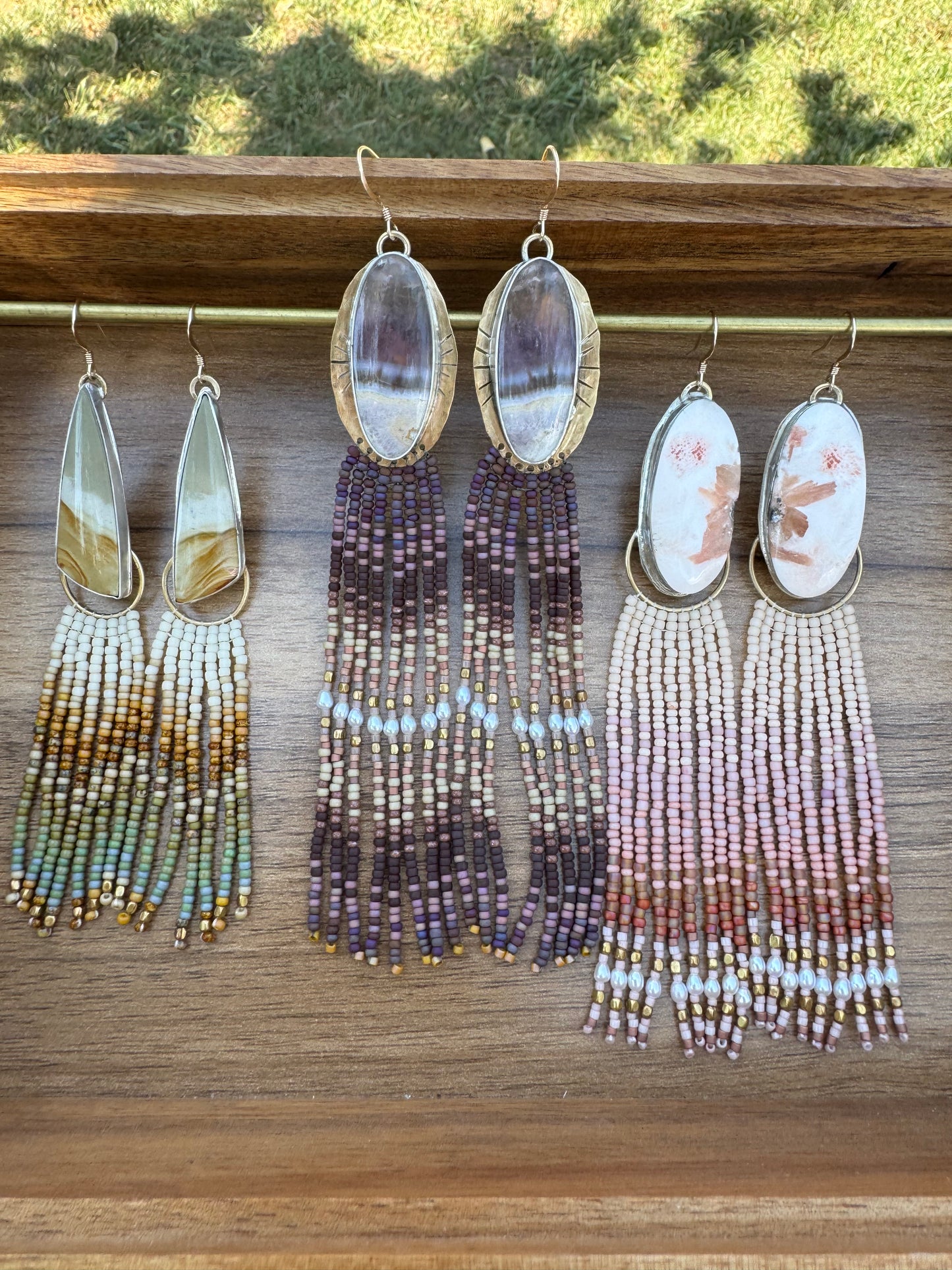 Amethyst Fringe Earrings | Sterling Silver & Hammered Jeweler’s Brass