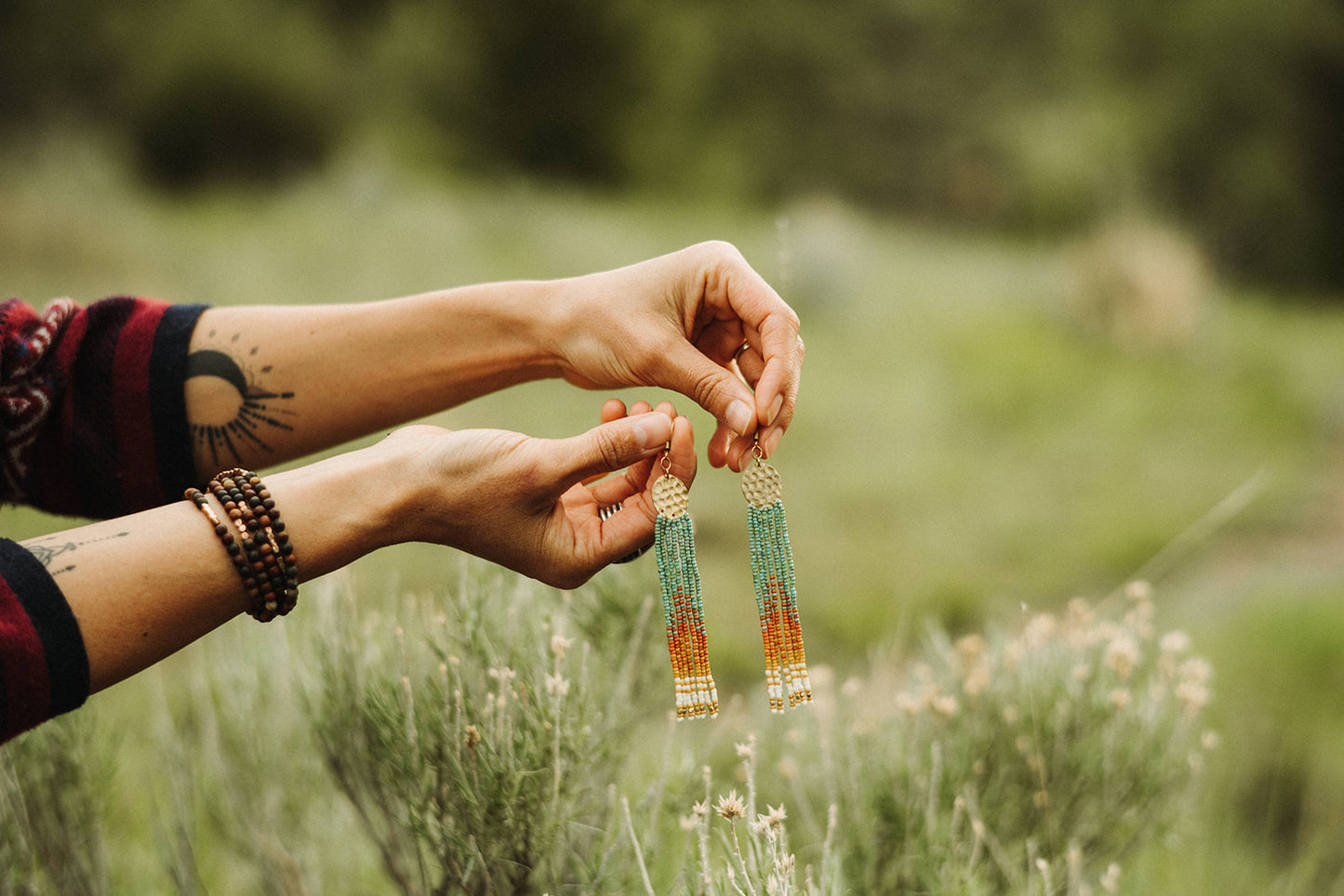 Gold Coins in Turquoise & Coral