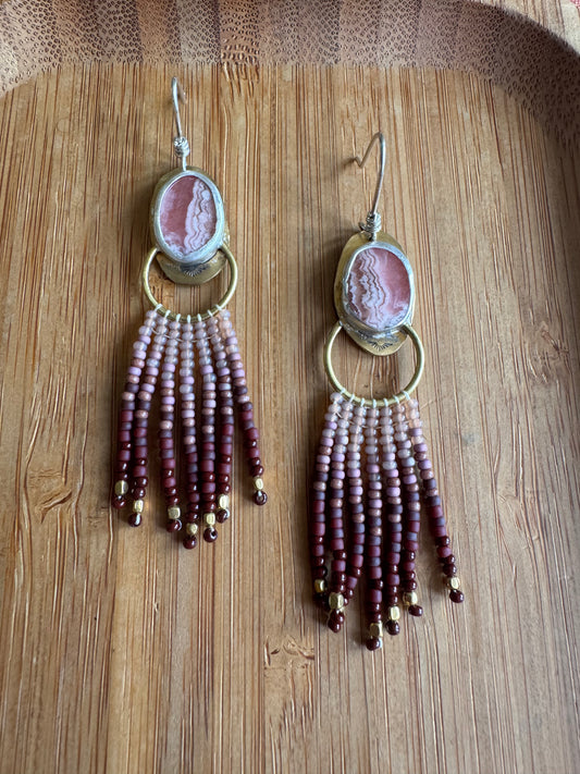 Canyon Wine | Crazy Lace Agate Earrings