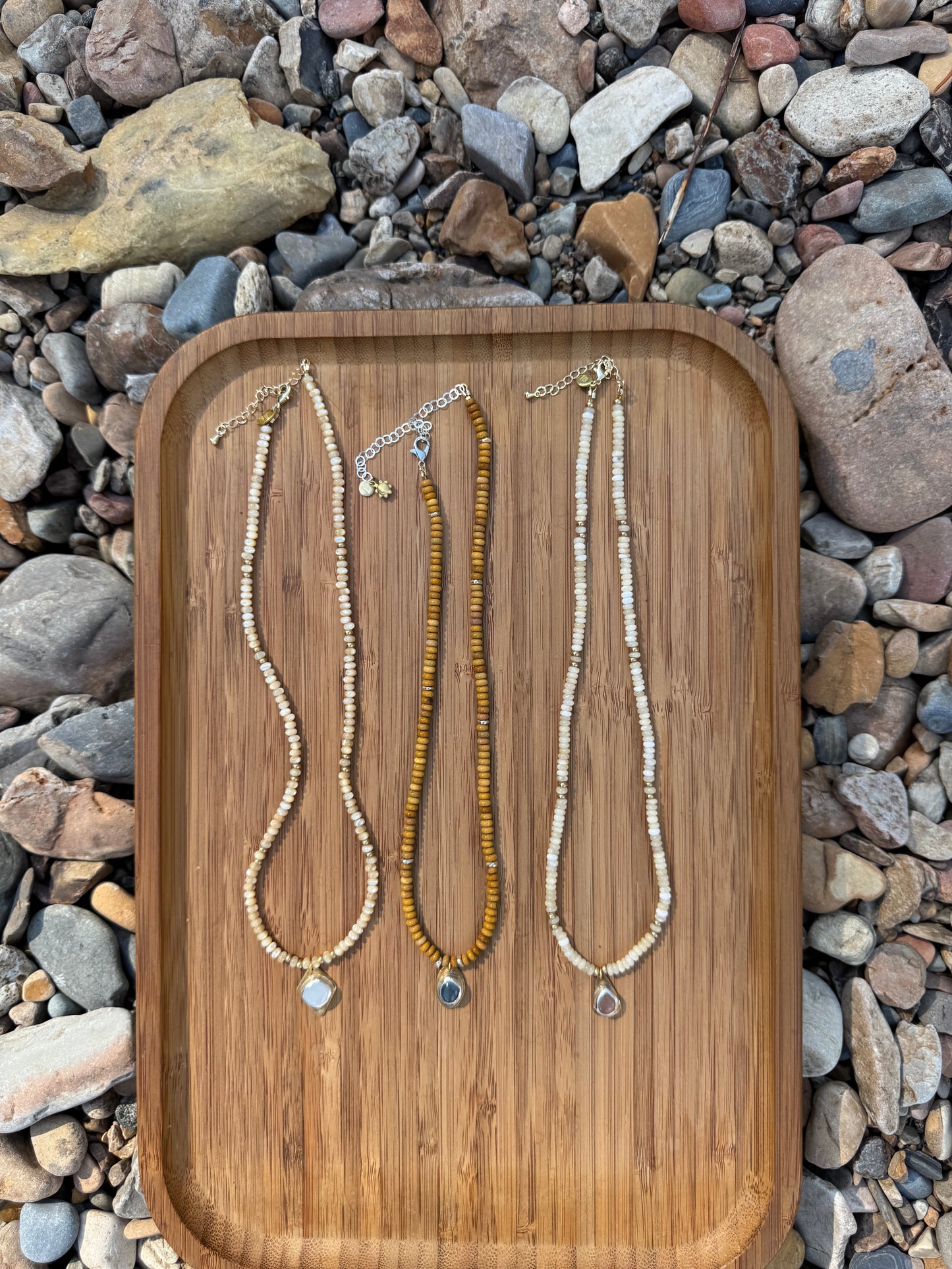 Moonlit Meadow | Mother of Pearl Beads + White Moonstone Pendant Necklace
