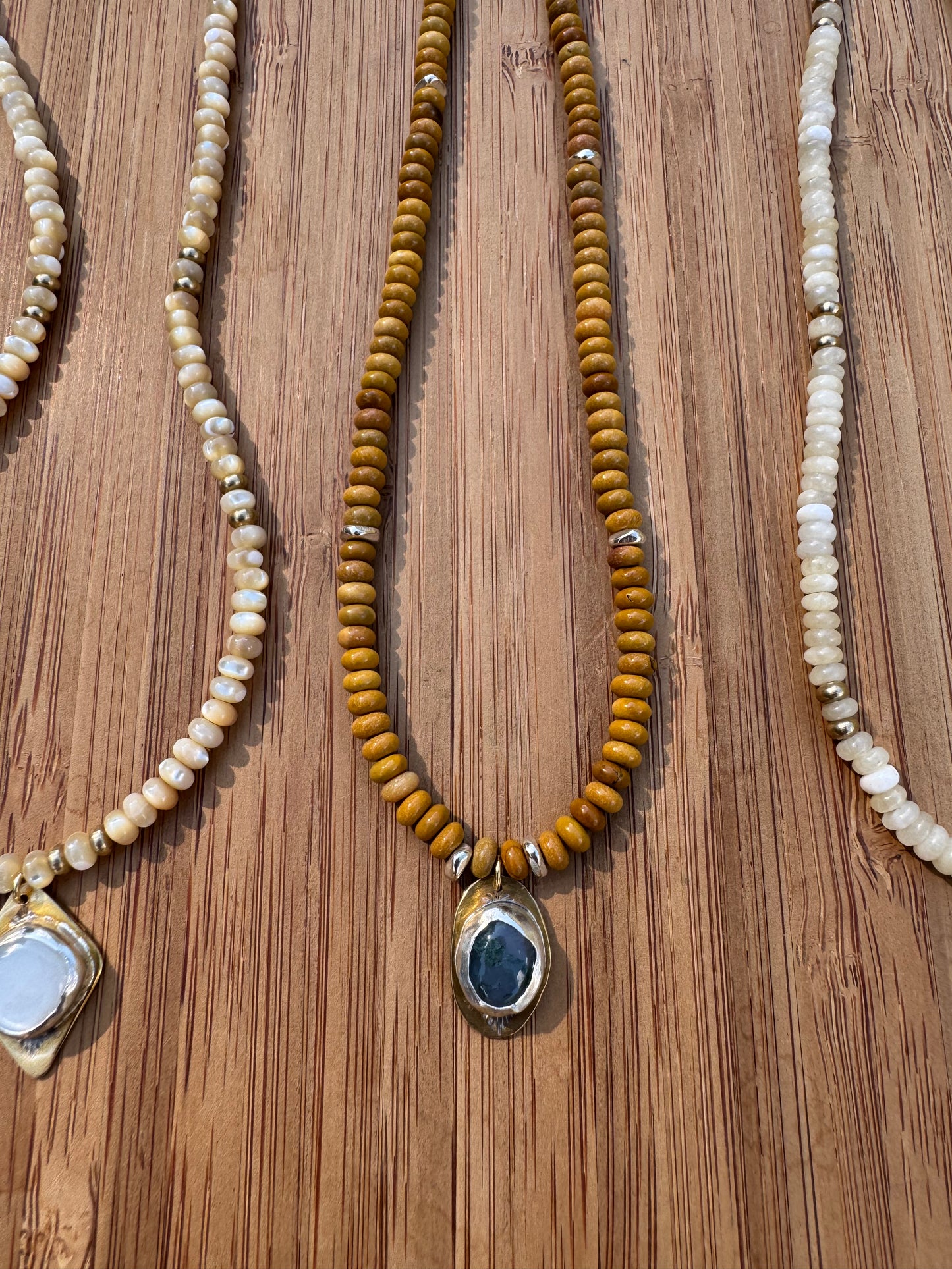 Forest Earth | Wooden Jasper Beads + Moss Agate Pendant Necklace