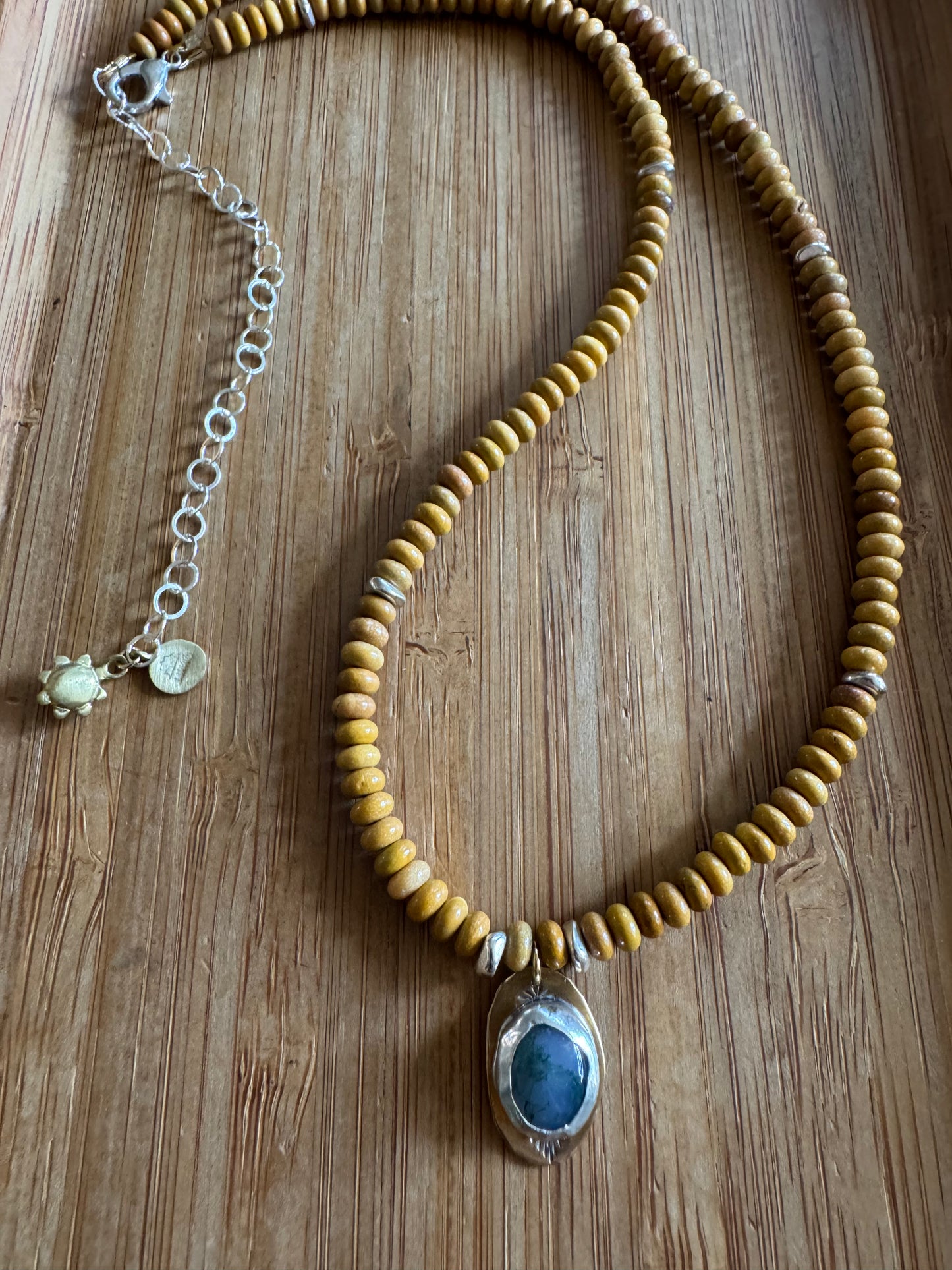 Forest Earth | Wooden Jasper Beads + Moss Agate Pendant Necklace