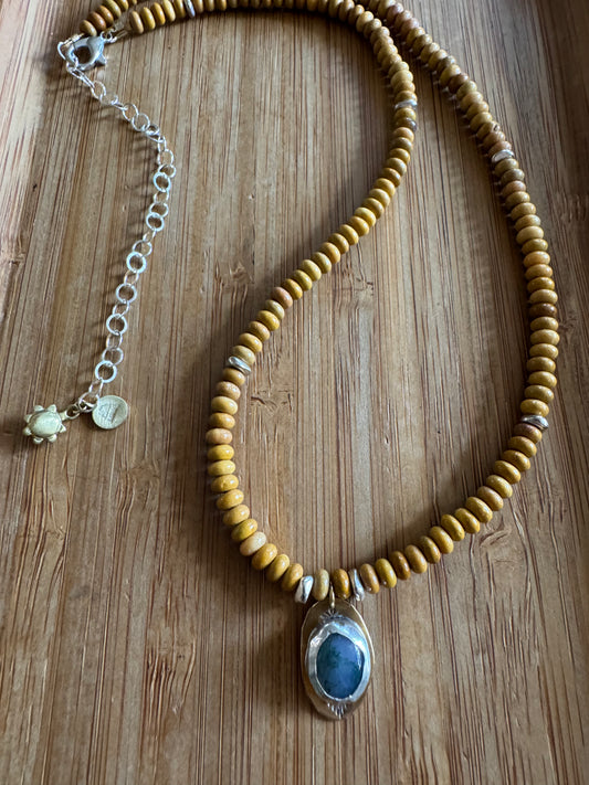 Forest Earth | Wooden Jasper Beads + Moss Agate Pendant Necklace