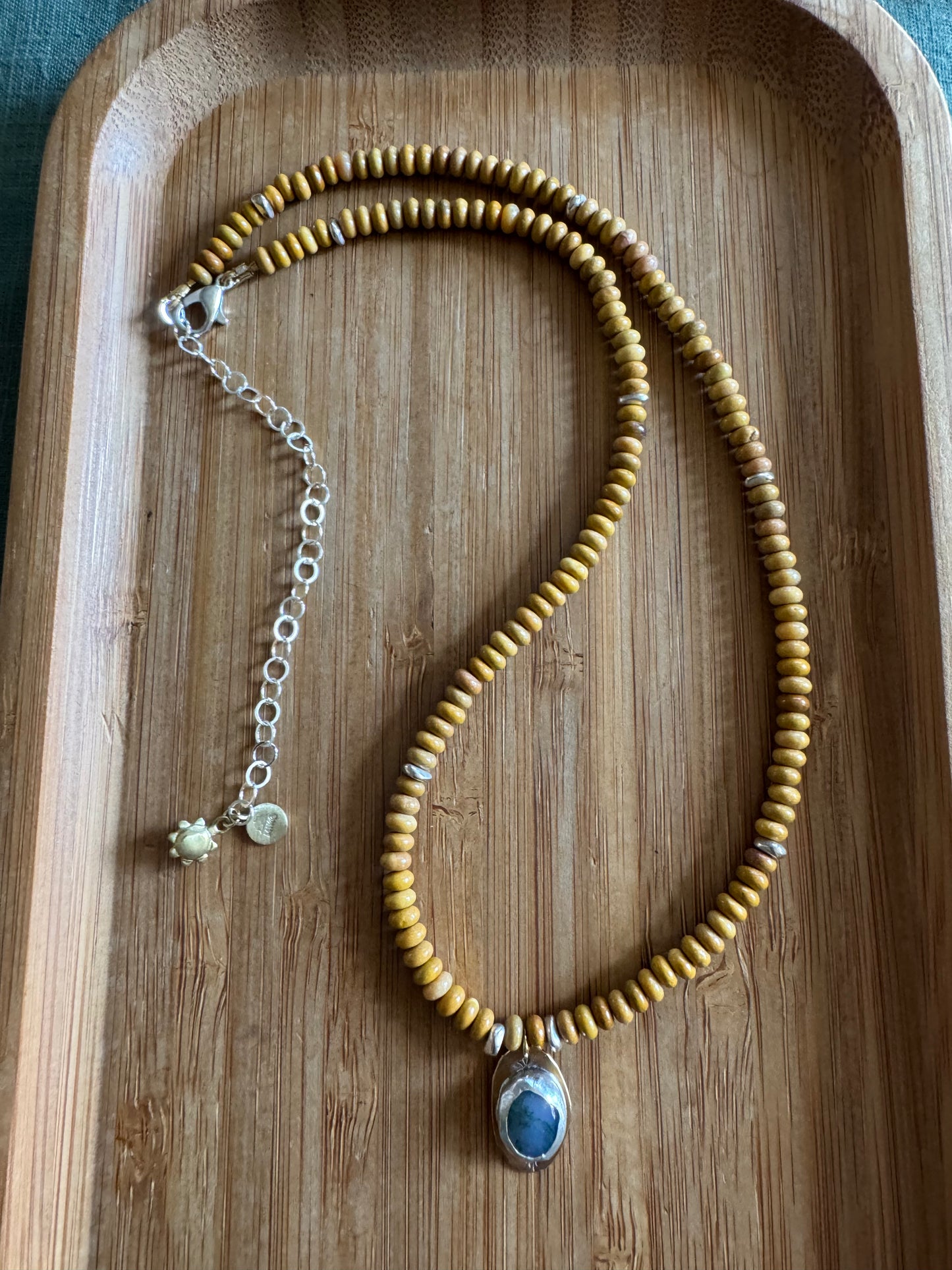 Forest Earth | Wooden Jasper Beads + Moss Agate Pendant Necklace