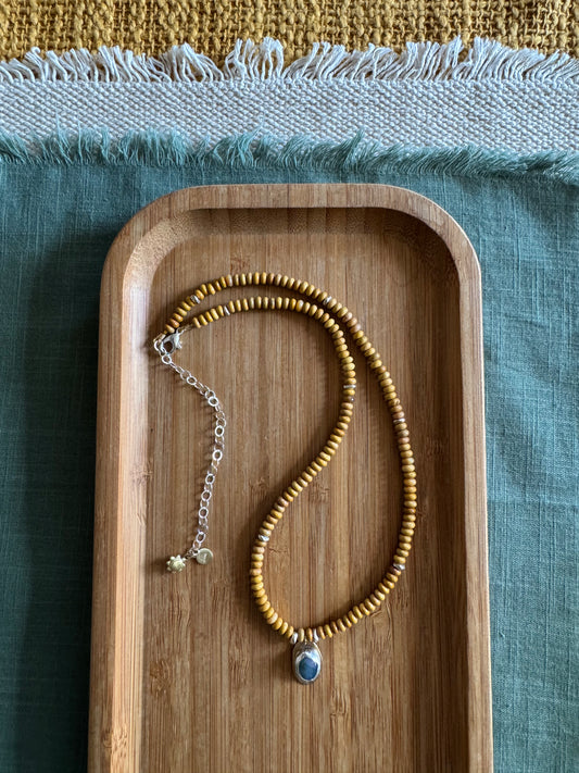 Forest Earth | Wooden Jasper Beads + Moss Agate Pendant Necklace