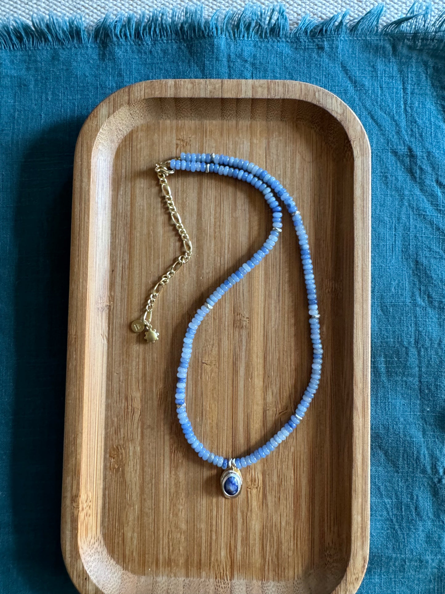Mountain Sky | Blue Aventurine Beads + Sodalite Pendant Necklace