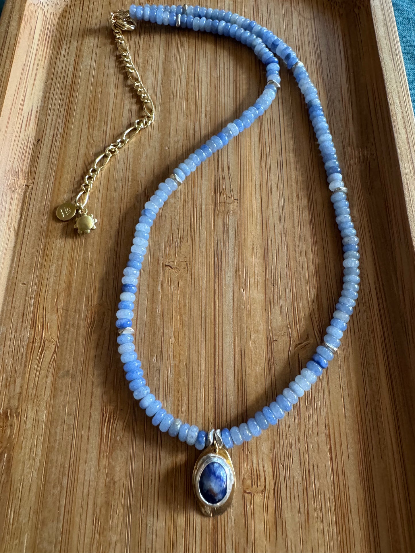Mountain Sky | Blue Aventurine Beads + Sodalite Pendant Necklace