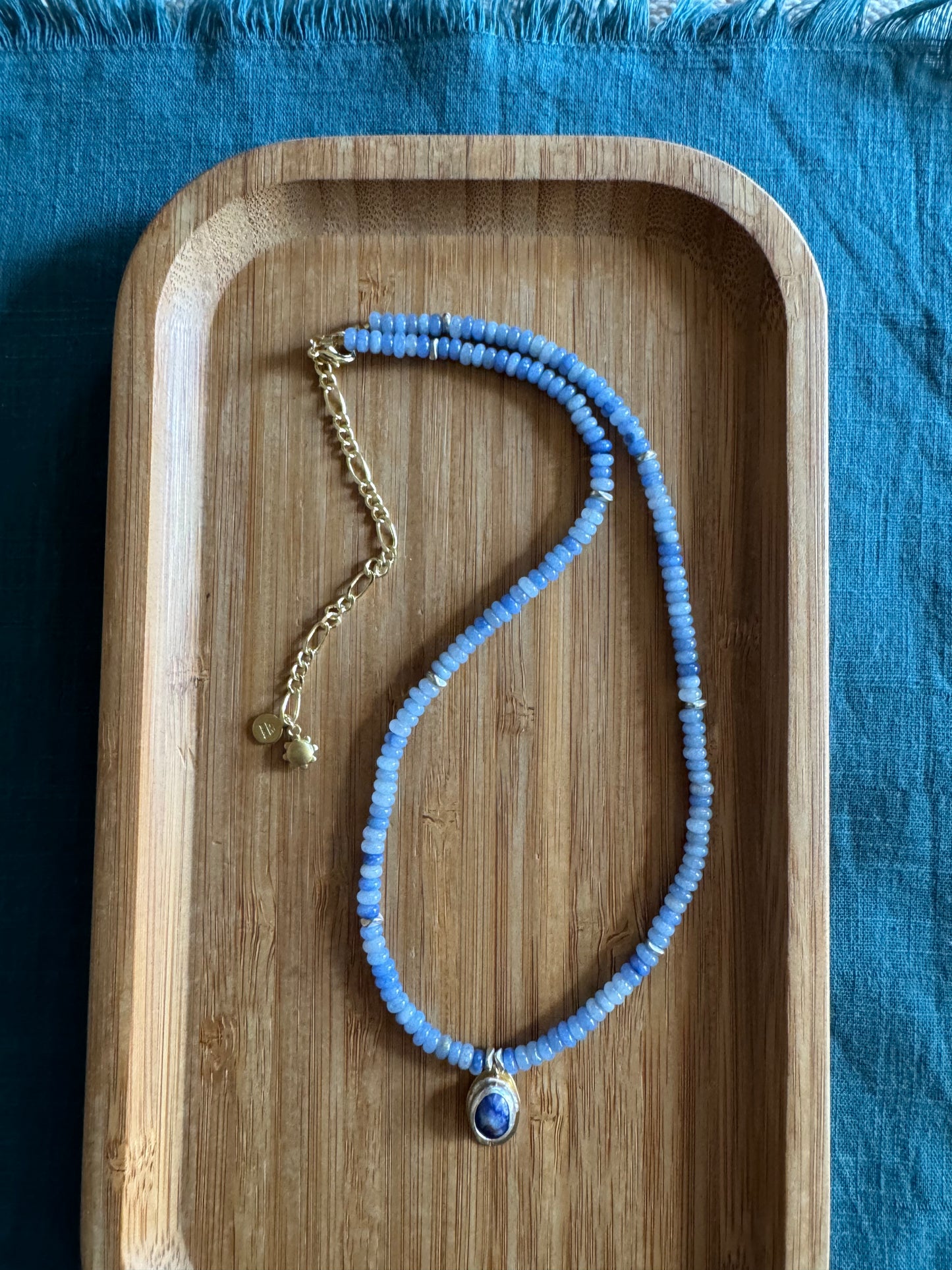 Mountain Sky | Blue Aventurine Beads + Sodalite Pendant Necklace