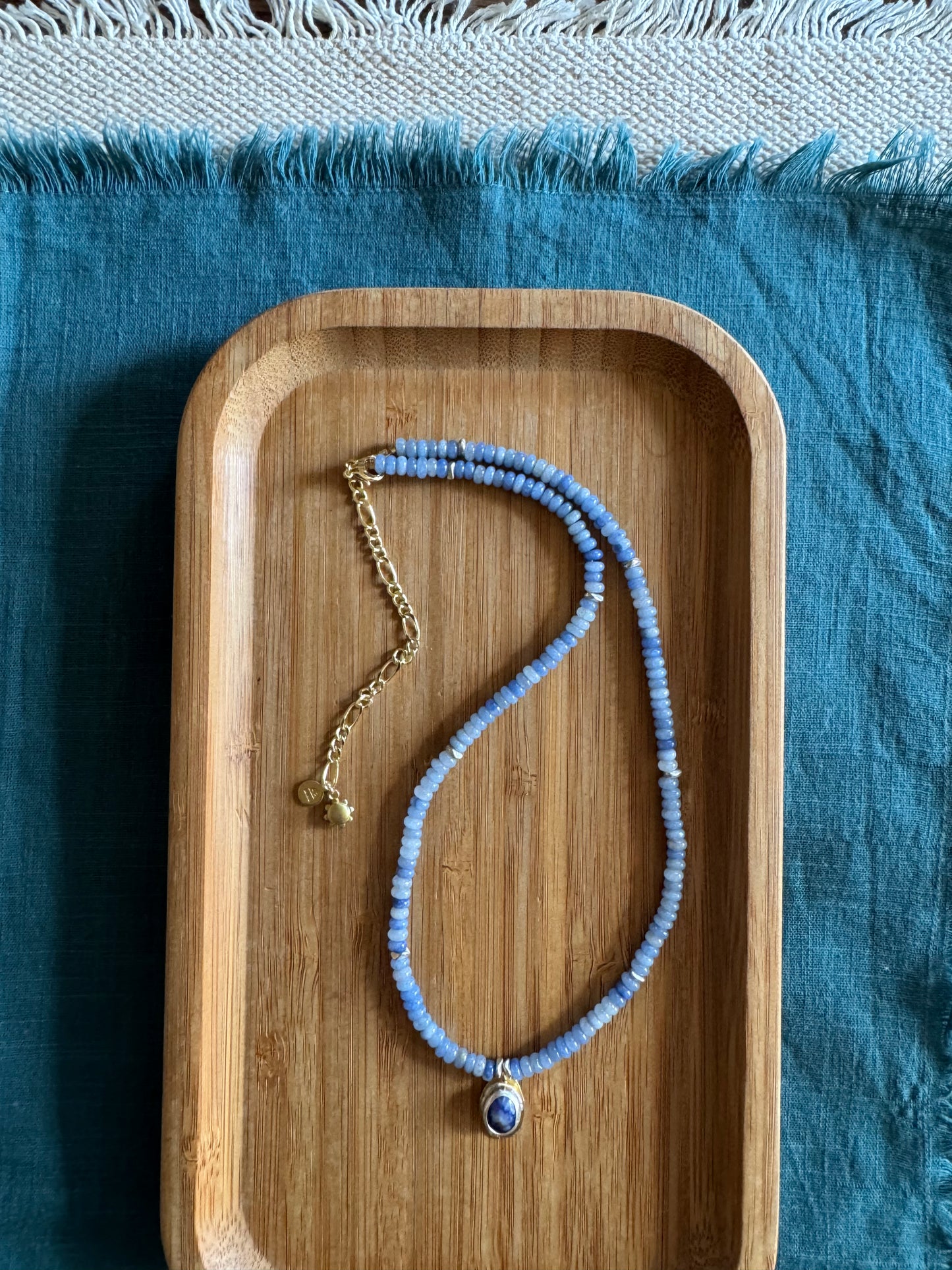 Mountain Sky | Blue Aventurine Beads + Sodalite Pendant Necklace
