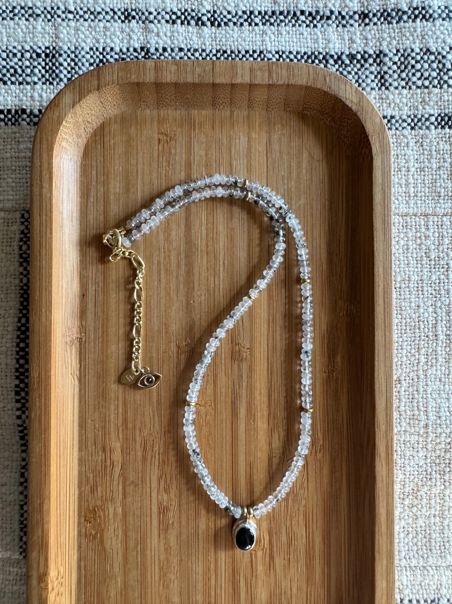 Midnight Crystal | Mica in Quartz Beads + Black Onyx Pendant Necklace