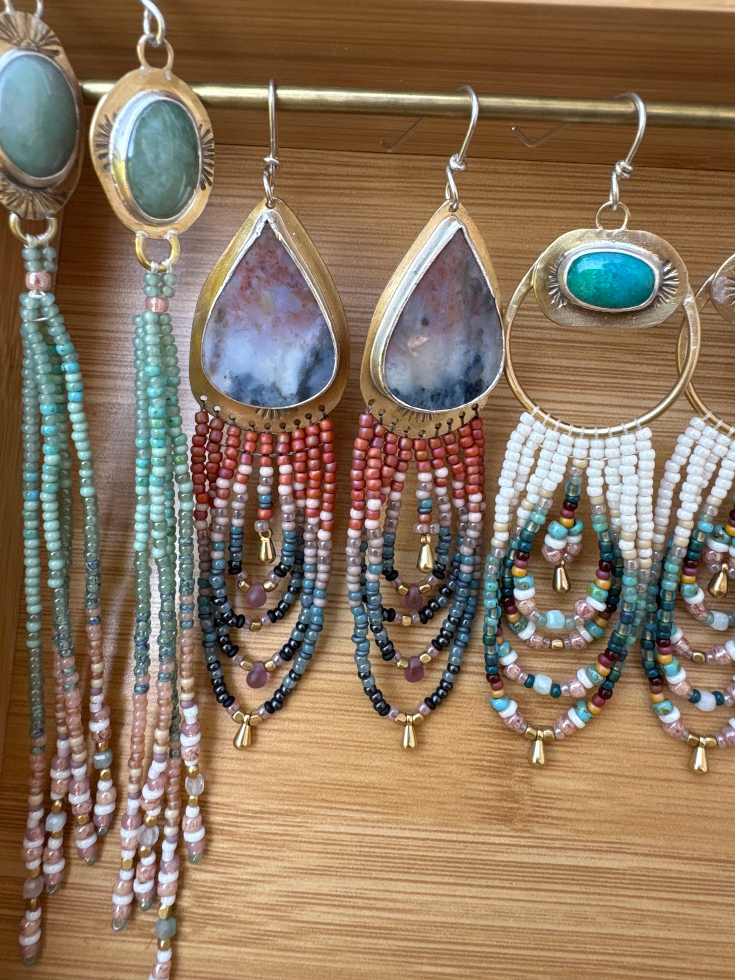 Canyon Dusk Teardrop Earrings | Agate + Garnet Beaded Dangles