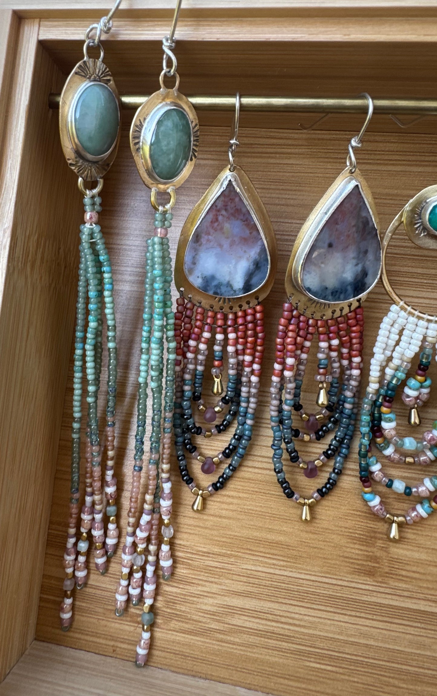 Canyon Dusk Teardrop Earrings | Agate + Garnet Beaded Dangles