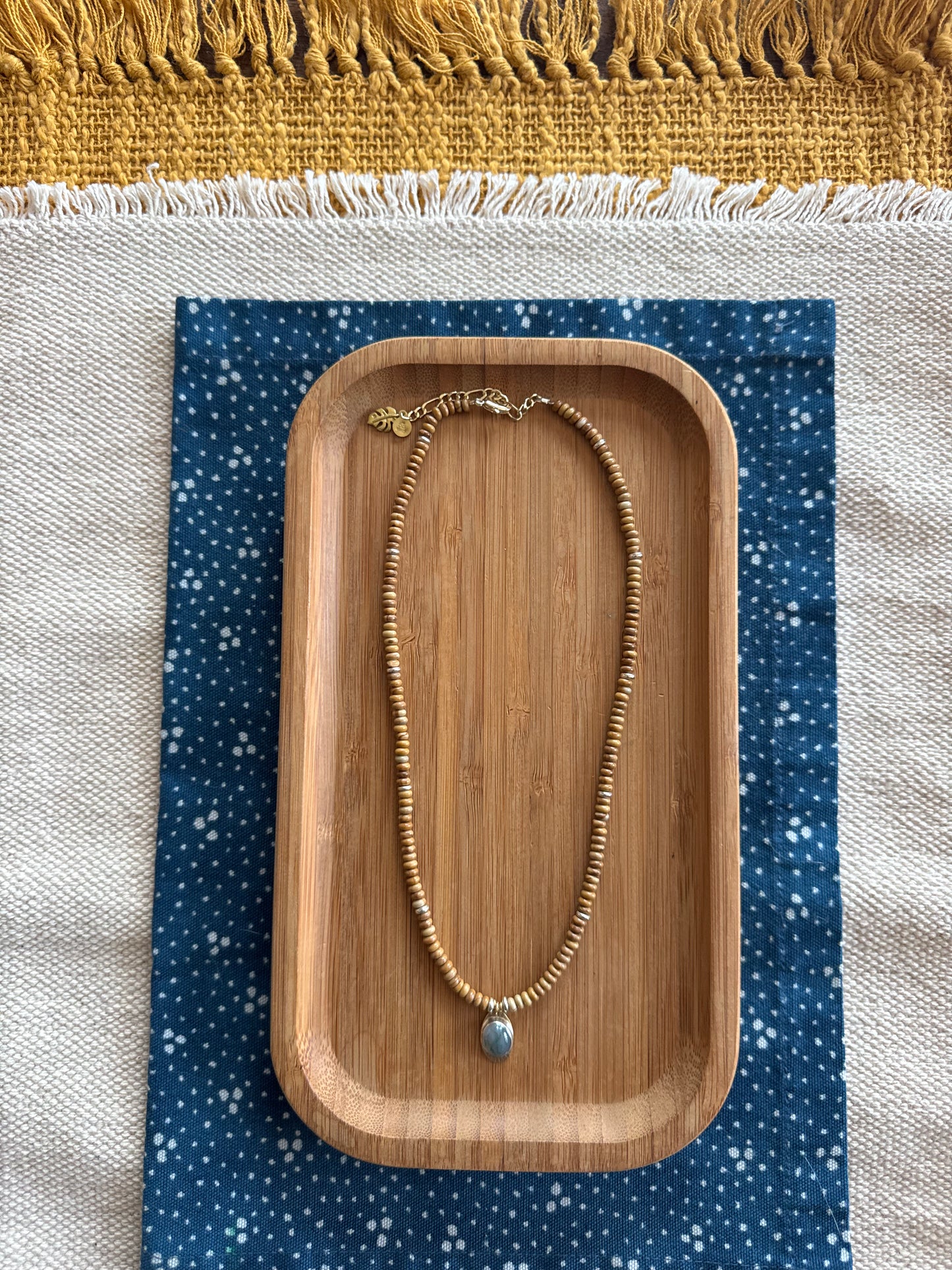 Golden Hour Beaded Necklace | Moss Agate Gemstone + Wooden Jasper Gemstone Beads