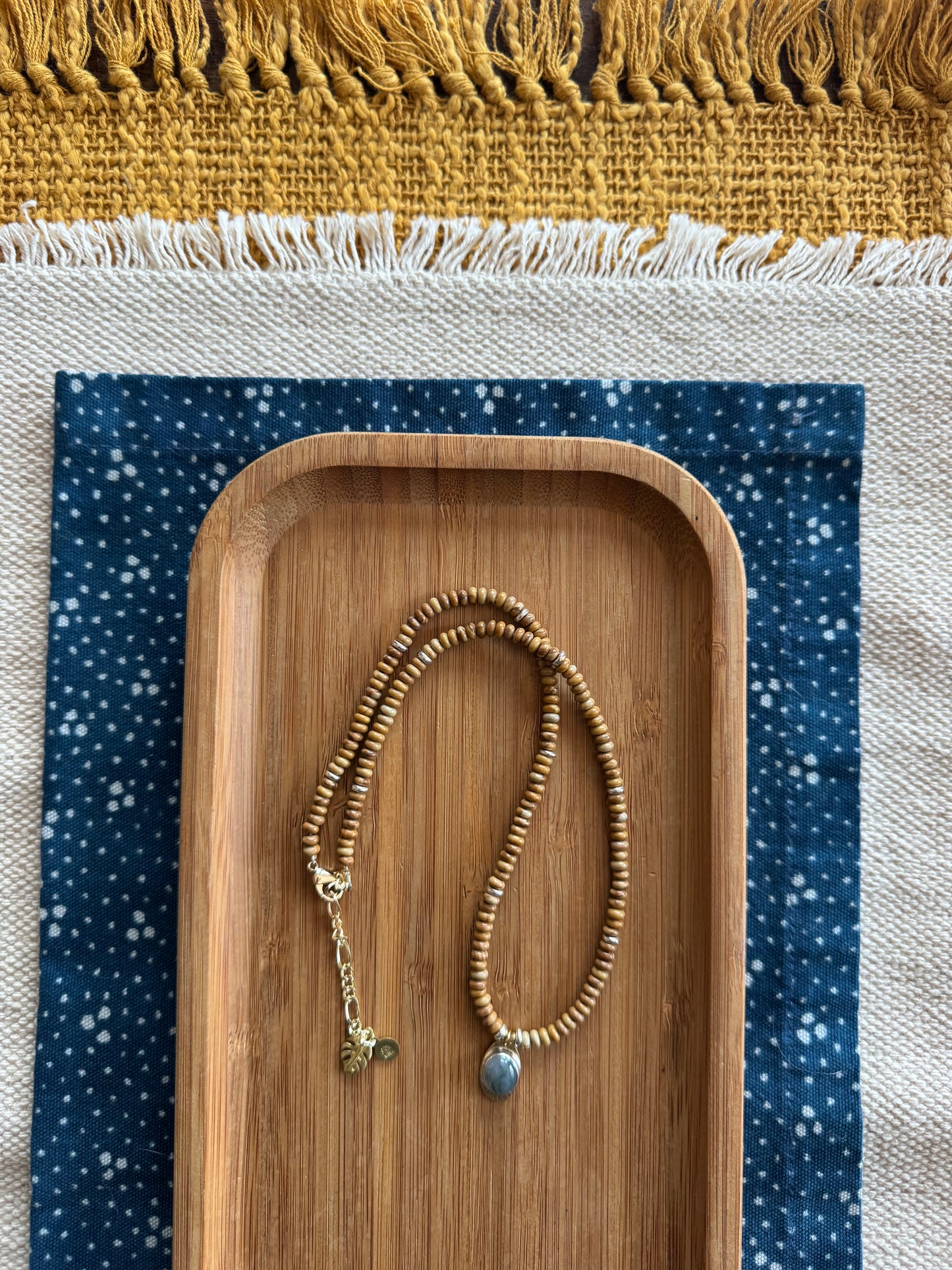Golden Hour Beaded Necklace | Moss Agate Gemstone + Wooden Jasper Gemstone Beads